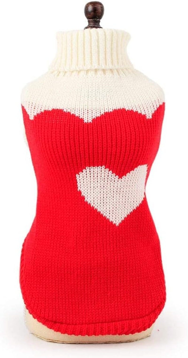 Pet Dog Sweaters Classic Knitwear Turtleneck Winter Warm Puppy Clothing Cute Strawberry and Heart Doggie Sweater