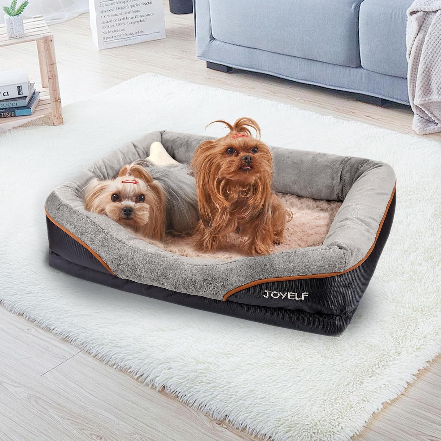 Large Memory Foam Dog Bed, Orthopedic Dog Bed & Sofa with Removable Washable Cover and Squeaker Toy as Gift