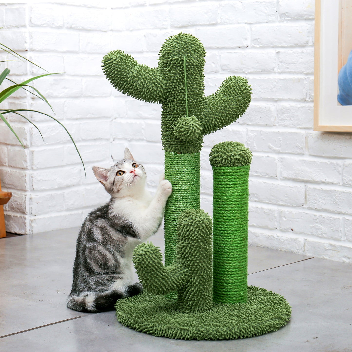 29" Cactus Cat Scratching Posts Sisal Cat Scratcher Brown Large