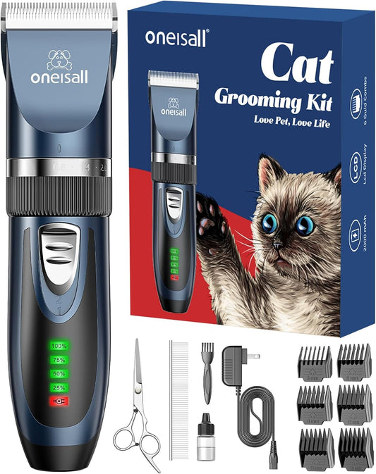 Cat Clippers for Matted Hair, Quiet Cat Shaver for Long Hair, Cordless Cat Hair Trimmer for Grooming, 2 Speed Pet Shaver Cat Grooming Kit for Cats Small Dogs Animals (Blue)